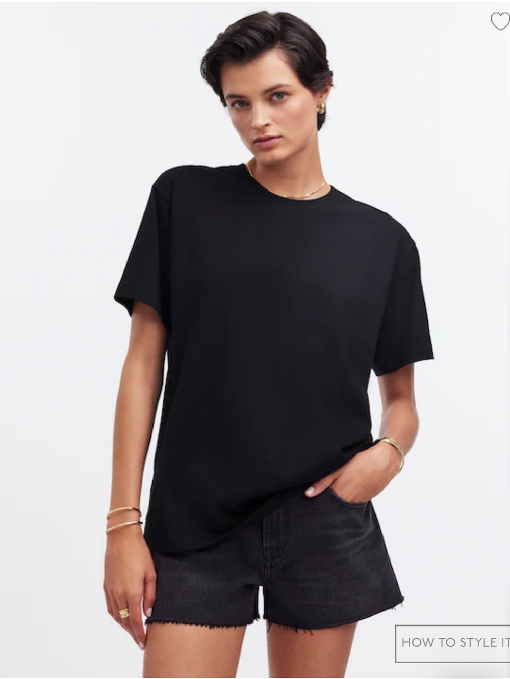 Madewell Cotton Relaxed Oversized Tee Crewneck Tee - Jet Black